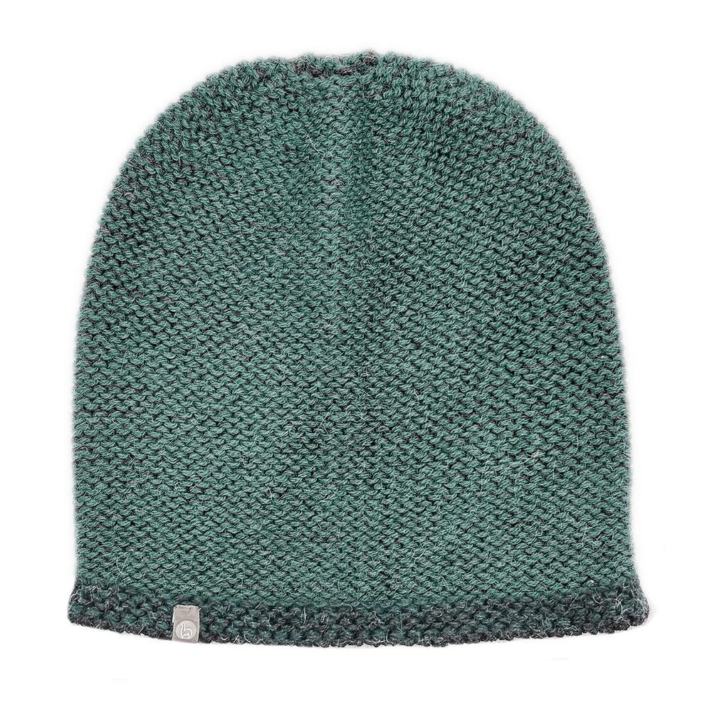 NWT Shupaca Baby Alpaca Beanie Seagreen Charcoal Edge Soft Warm Lightweight Peru